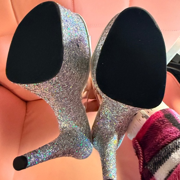 Pleaser 7" Adore #701- Silver Multi-Glitter Slides - Size 9 - Picture 3 of 6